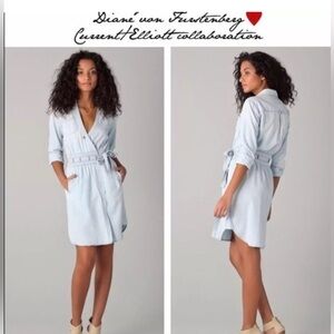 DVF & Current Elliott Denim Wrap Dress Sz 6 EUC!